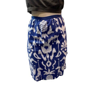 Vineyard Vines‎ Blue White Ikat Pineapple Cotton Skirt Size 16